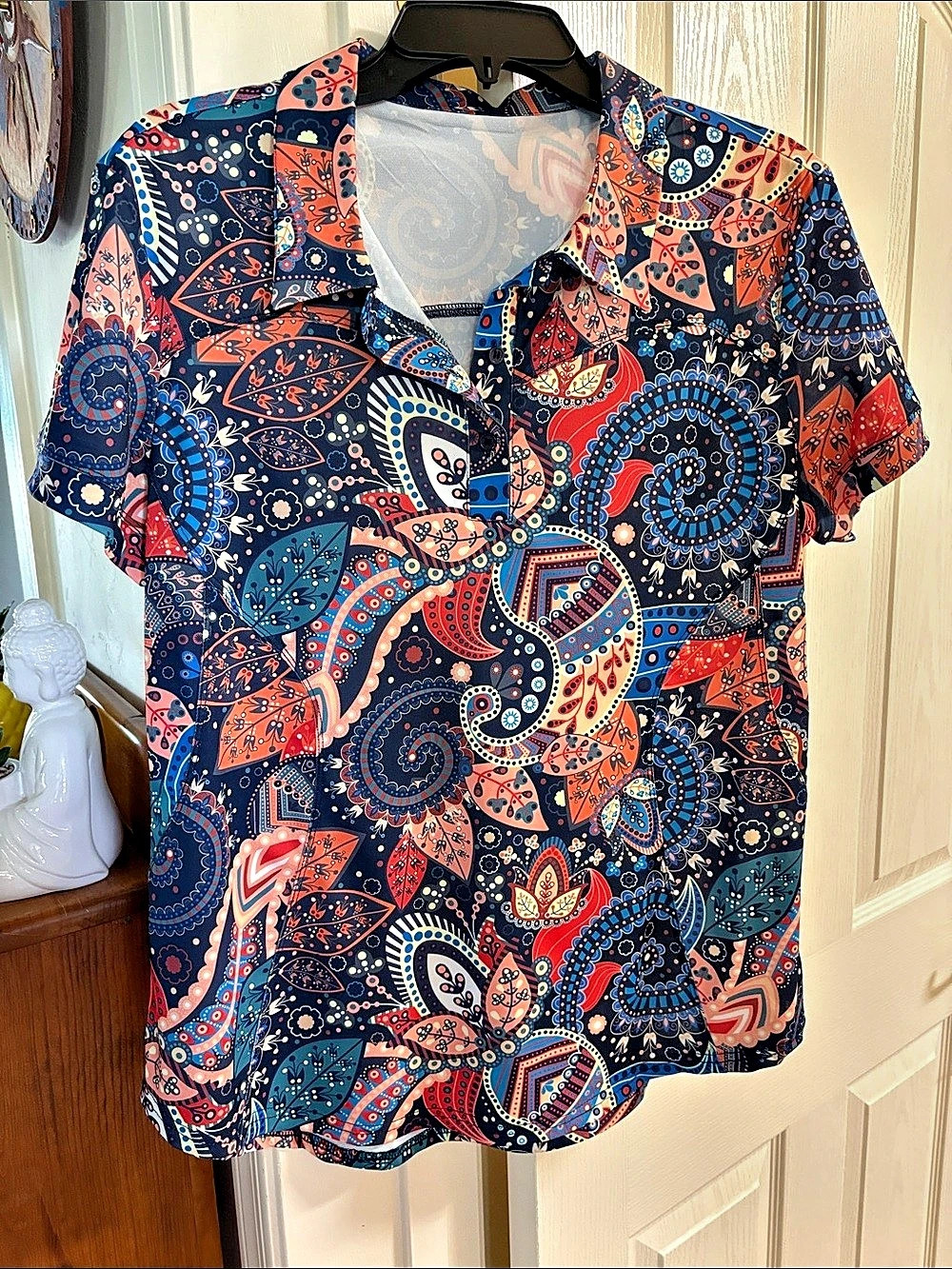 Paisley Button Down Shirt in Blue & Red Like New